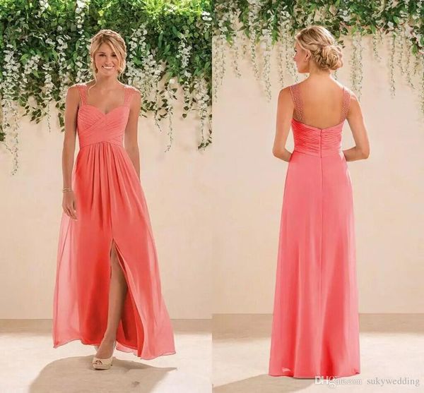 2019 Split Side Beads Sequin Bridesmaid Dresses Coral A Line Chiffon Summer Beach Long Floor Length Maid Of Honor Party Prom Dresses
2019 Split Side Beads Sequin Bridesmaid Dresses Coral A Line Chiffon Summer Beach Long Floor Length Maid Of Honor Party Prom Dresses