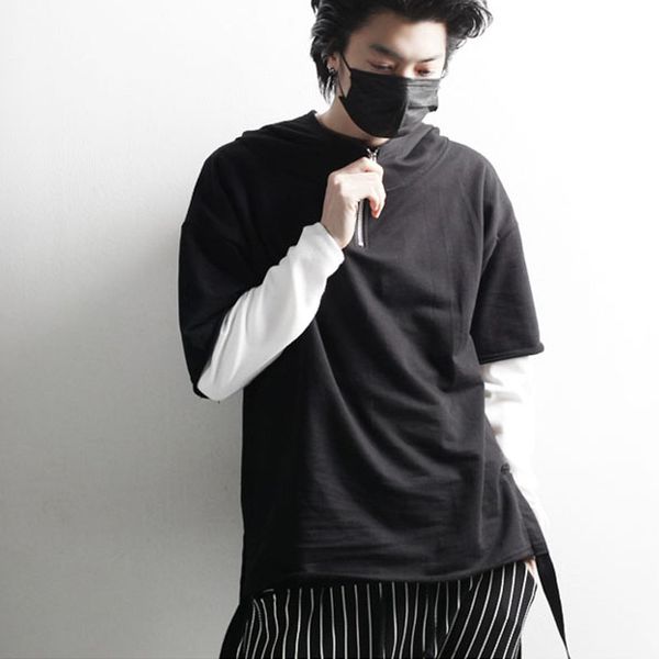 s~5xl 2018 new men's the stylist before long and short split half sleeve hooded short sleeved plus size costumes, Black
s~5xl 2018 new men's the stylist before long and short split half sleeve hooded short sleeved plus size costumes, Black