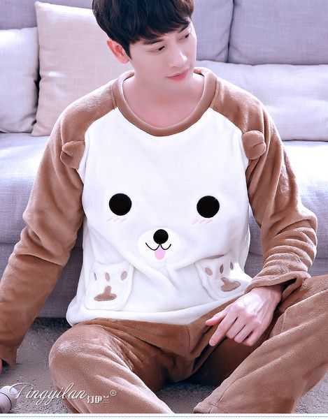 men's pajamas set 2pcs sleep lounge men's thickening flannel homewear long sleeve coral corset suit fleece sleepwear d-2080, Black;brown
men's pajamas set 2pcs sleep lounge men's thickening flannel homewear long sleeve coral corset suit fleece sleepwear d-2080, Black;brown