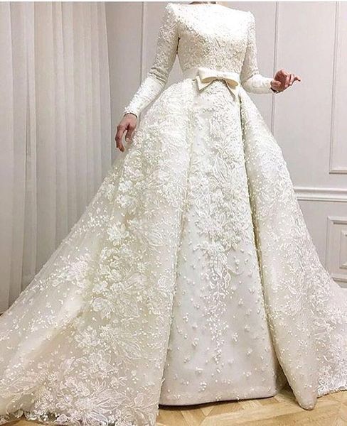 modest muslim wedding dresses 2018 long sleeves lace appliqued beaded bridal gowns with overskirts wedding gowns ba9362, White
modest muslim wedding dresses 2018 long sleeves lace appliqued beaded bridal gowns with overskirts wedding gowns ba9362, White