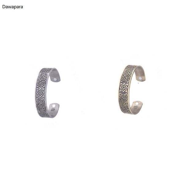 dawapara classic zinc alloy antique silver/antique bronze chinese knot metal bangle jewelry for man and women, Black