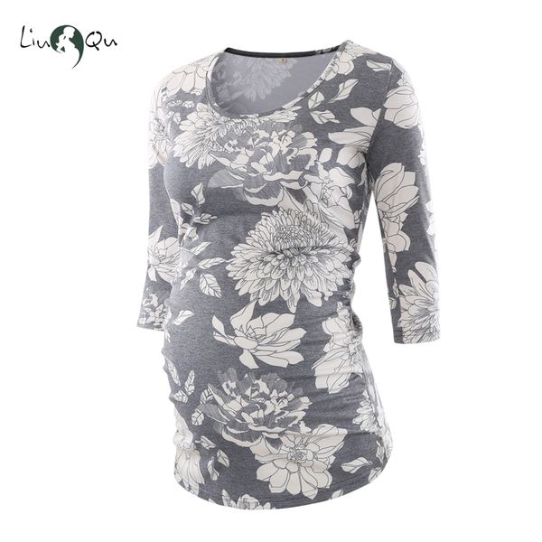 maternity blouse 3 quarter sleeve side ruched premama pregnancy floral print o-neck maternity clothes for women, White
maternity blouse 3 quarter sleeve side ruched premama pregnancy floral print o-neck maternity clothes for women, White