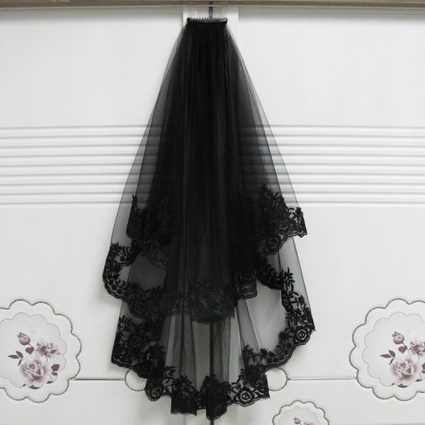 2018 unique novelty stunning lace side black silk double-layer wedding veil bridal veil halloween witch headpiece tulle veil cato
2018 unique novelty stunning lace side black silk double-layer wedding veil bridal veil halloween witch headpiece tulle veil cato