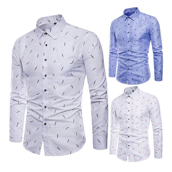 newly men's shirt lapel long sleeve printing casual slim gift for business party dating, White;black
newly men's shirt lapel long sleeve printing casual slim gift for business party dating, White;black