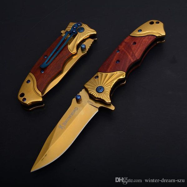 Browning FA29 Flipper Assisted Opening Folder 5CR15 58HRC Blade Wood Handle Tactical Survival Rescue Pocket Knives Outdoor Gear P435Q