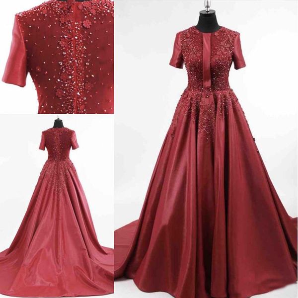 Elegant Burgundy Evening Dresses A-line Satin Prom Dress Sexy Jewel neck Half Sleeves 3D-flowers Formal Party Dress Pageant Gowns
Elegant Burgundy Evening Dresses A-line Satin Prom Dress Sexy Jewel neck Half Sleeves 3D-flowers Formal Party Dress Pageant Gowns
