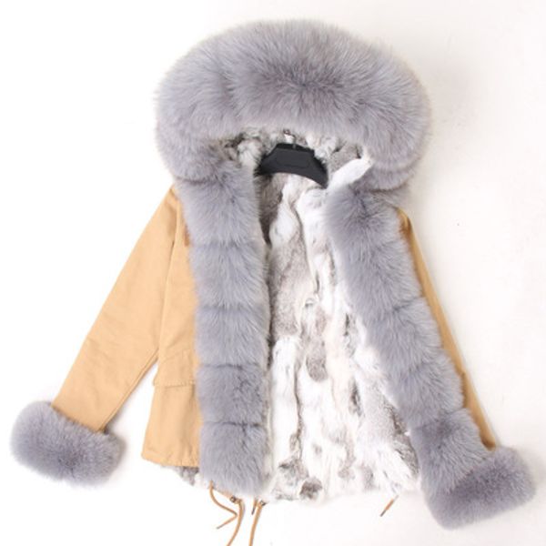 2018 fur jackets grey fox fur threshold trim maomaokong brand girl snow coats grey white fox and rabbit fur lining khaki mini parkas, Black
2018 fur jackets grey fox fur threshold trim maomaokong brand girl snow coats grey white fox and rabbit fur lining khaki mini parkas, Black