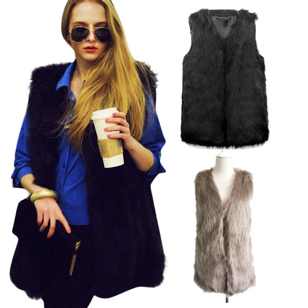 2017 женская зима осень теплый искусственный мех жилет casacos feminininos твердые рукавов пальто верхняя одежда волос куртка жилет плюс раз, Black 
2017 женская зима осень теплый искусственный мех жилет casacos feminininos твердые рукавов пальто верхняя одежда волос куртка жилет плюс раз, Black