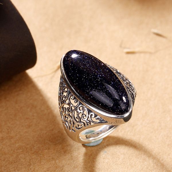 rings for women 925 sterling silver fine jewelry vintage blue sandstone statement openwork for party elegant finger gift, Golden;silver
rings for women 925 sterling silver fine jewelry vintage blue sandstone statement openwork for party elegant finger gift, Golden;silver