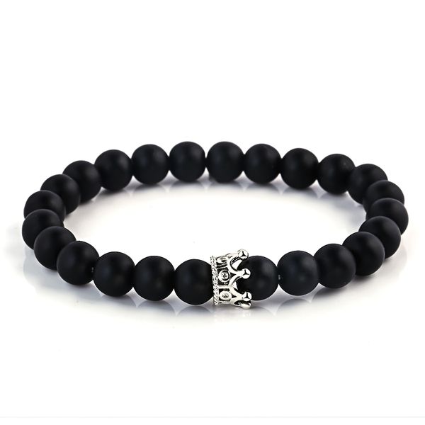 simple black stone beads with sliver color alloy crown bracelet for women men bracelets bangles jewelry lover gift
simple black stone beads with sliver color alloy crown bracelet for women men bracelets bangles jewelry lover gift