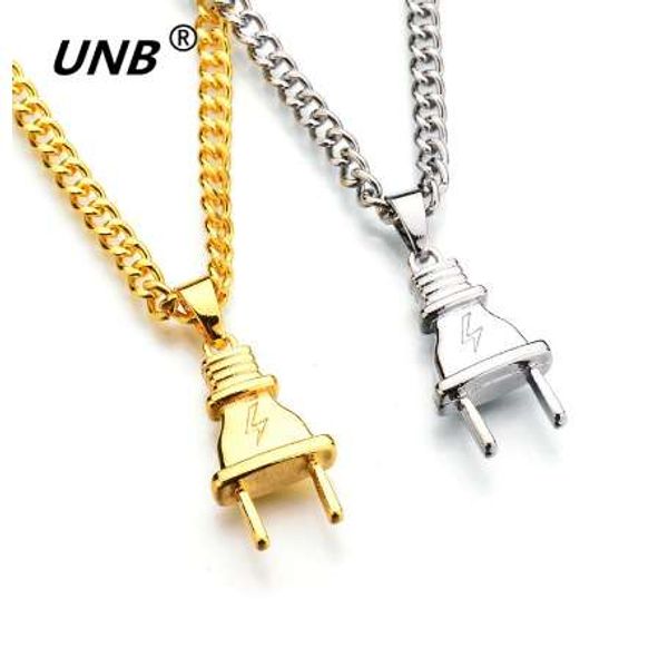 unb new gold-color electrical plug shape pendants necklaces men women hip hop charm chains iced out bling jewelry gifts, Silver
unb new gold-color electrical plug shape pendants necklaces men women hip hop charm chains iced out bling jewelry gifts, Silver