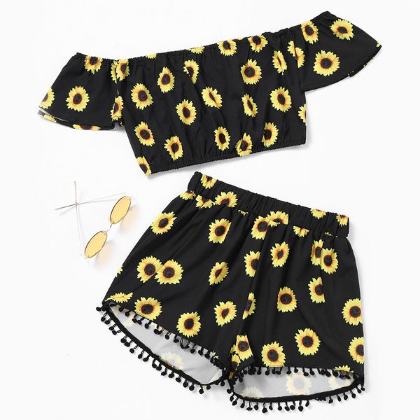 kenancy women two pieces set of shoulder short sleeves crop elastic waist shorts sets casual summer female flower print set, White
kenancy women two pieces set of shoulder short sleeves crop elastic waist shorts sets casual summer female flower print set, White