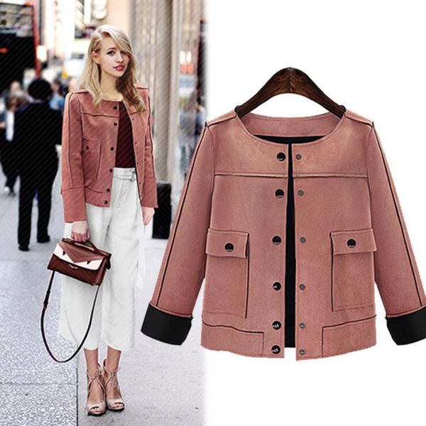 standard female style women short jacket fashion autumn winter slim vintage chamois leather suede jacket for outerwear, Black;brown
standard female style women short jacket fashion autumn winter slim vintage chamois leather suede jacket for outerwear, Black;brown