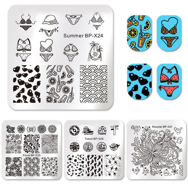 born pretty square stamping template summer bikini flower floral travel airplane leaf star butterfly image nail art stamp plates, White
born pretty square stamping template summer bikini flower floral travel airplane leaf star butterfly image nail art stamp plates, White