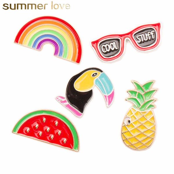 5pcs/set rainbow watermelon crow brooch pin for women catoon pineapple sunglass enamel lapel collar pin set fashion jewelry gift, Gray
5pcs/set rainbow watermelon crow brooch pin for women catoon pineapple sunglass enamel lapel collar pin set fashion jewelry gift, Gray