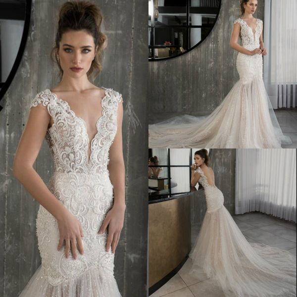 mermaid wedding dresses lace applique sweep train backless deep v neck beach bridal dress cap sleeve plus size wedding gowns luxury dress, White
mermaid wedding dresses lace applique sweep train backless deep v neck beach bridal dress cap sleeve plus size wedding gowns luxury dress, White