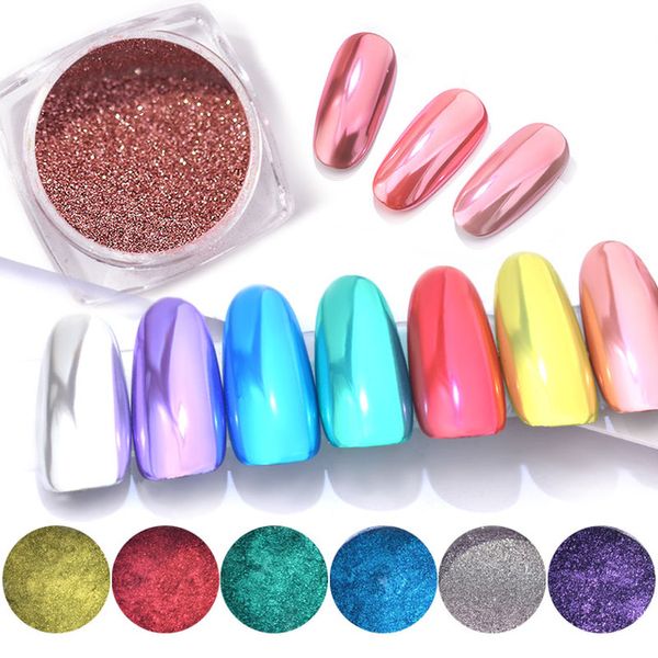 

0.3g / box magic mirror effect nail powder polishing for nail art glitter chrome pigment dust shiny manicure decorations, Silver;gold