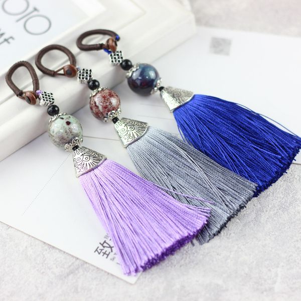 vintage natural stone ceramic ethnic keychain creative tassel key ring handmade weave tassel car key holder women jewelry, Silver
vintage natural stone ceramic ethnic keychain creative tassel key ring handmade weave tassel car key holder women jewelry, Silver