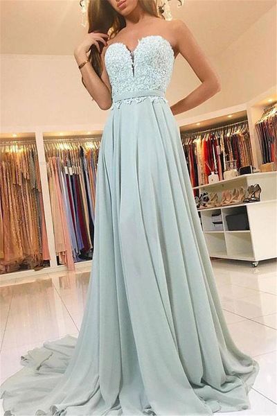 lace chiffon evening dress strapless a line sweep train long formal occasion dresses 2018 women prom gowns, Black
lace chiffon evening dress strapless a line sweep train long formal occasion dresses 2018 women prom gowns, Black