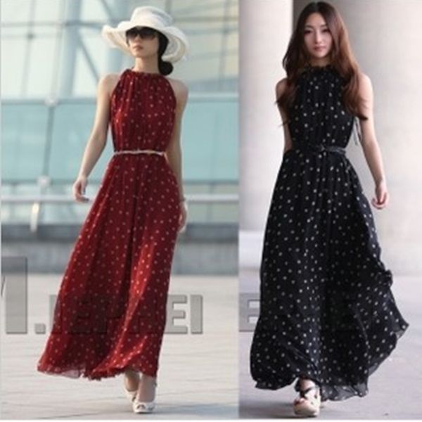 women's fashion polka dots loose maxi dress long casual summer beach chiffon sleeveless party dresses vestidos de festa, Black;gray
women's fashion polka dots loose maxi dress long casual summer beach chiffon sleeveless party dresses vestidos de festa, Black;gray