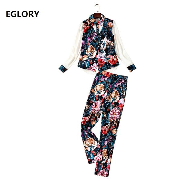 new designer clothing set 3 piece pant suit women shirt+flower print sleeveless jacket coat+skinny pants & capris, Gray
new designer clothing set 3 piece pant suit women shirt+flower print sleeveless jacket coat+skinny pants & capris, Gray