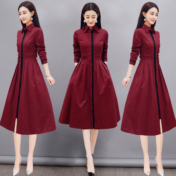 long sleeve dress women 2018 autumn shirt dress women f0112 red black plus size, White;black
long sleeve dress women 2018 autumn shirt dress women f0112 red black plus size, White;black