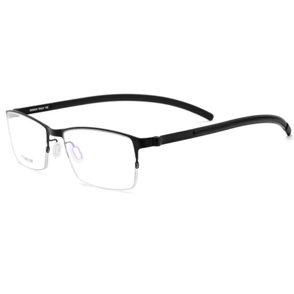 

men titanium reading glasses frame square prescription eyeglasses male semi rimless myopia optical korean screwless eyewear 2018, Silver