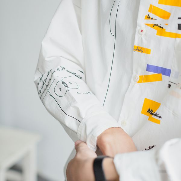 follow the formula for summer thin square collar men's printed long sleeve white shirt sun men and women, White;black
follow the formula for summer thin square collar men's printed long sleeve white shirt sun men and women, White;black
