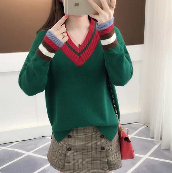 send 2018 spring women's v collar loose and comfortable knitted coat korean fashion new style blue patchwork sweater tide, White;black
send 2018 spring women's v collar loose and comfortable knitted coat korean fashion new style blue patchwork sweater tide, White;black