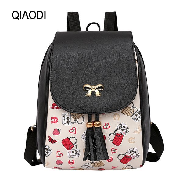 qiaodi brand anti-theft women pu leather backpack casual tassel female shoulder bag cartoon printing travel bag for young girl
qiaodi brand anti-theft women pu leather backpack casual tassel female shoulder bag cartoon printing travel bag for young girl