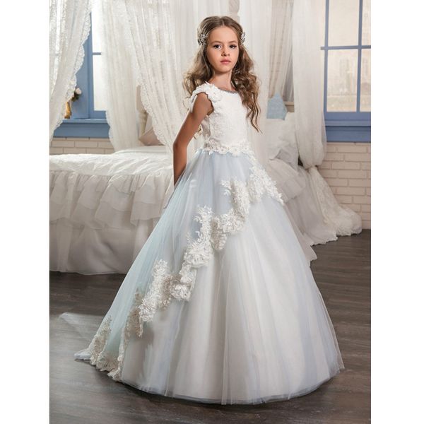 new elegant flower girls dresses for weddings jewel hand made flower beads appliques pageant dresses for girls formal wear gowns, White;blue
new elegant flower girls dresses for weddings jewel hand made flower beads appliques pageant dresses for girls formal wear gowns, White;blue