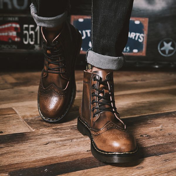 2018 winter fashion new men's dress retro old shoes extra large code 48 yards tooling boots high help 46, Black
2018 winter fashion new men's dress retro old shoes extra large code 48 yards tooling boots high help 46, Black