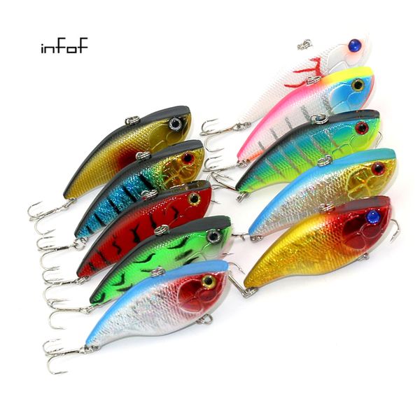 infof 100pcs winter vib fishing lures 18g/0.635oz 7.5cm/2.95in hard bait vib with lead inside lead fish ice sea fishing tackle