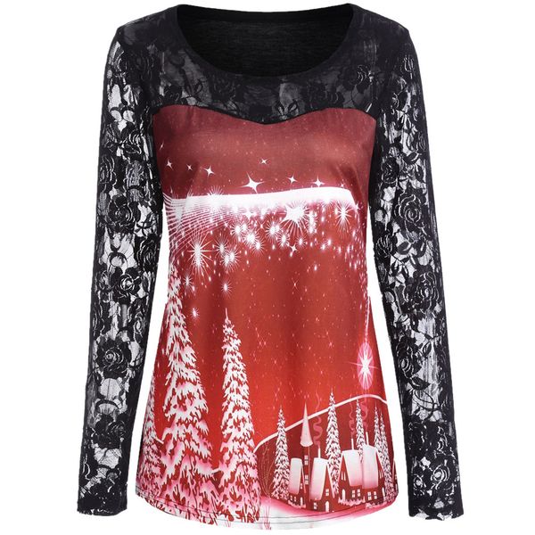 christmas t shirt women's casual lace patchwork s print long sleeve tshirt camiseta interior mujer, White
christmas t shirt women's casual lace patchwork s print long sleeve tshirt camiseta interior mujer, White