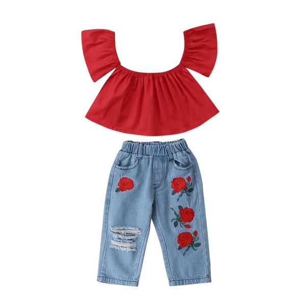 kids baby girls cropped t-shirt rose pants floral denim pants outfits clothes, White
kids baby girls cropped t-shirt rose pants floral denim pants outfits clothes, White