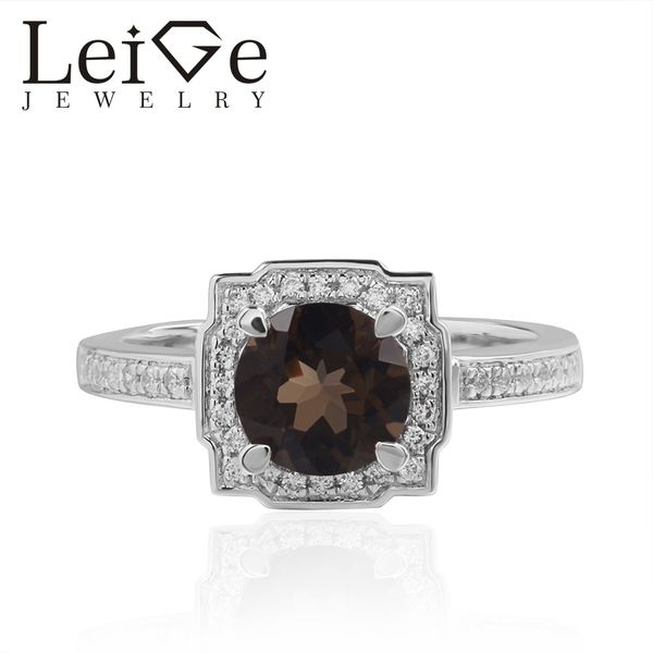leige jewelry smoky quartz rings brown gemstone round cut halo for woman 925 sterling silver romantic gift ring, Golden;silver 
leige jewelry smoky quartz rings brown gemstone round cut halo for woman 925 sterling silver romantic gift ring, Golden;silver