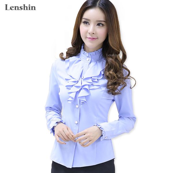 lenshin blue blouse fashion style female casual shirt elegant ruffled collar office lady women wear sale, White
lenshin blue blouse fashion style female casual shirt elegant ruffled collar office lady women wear sale, White