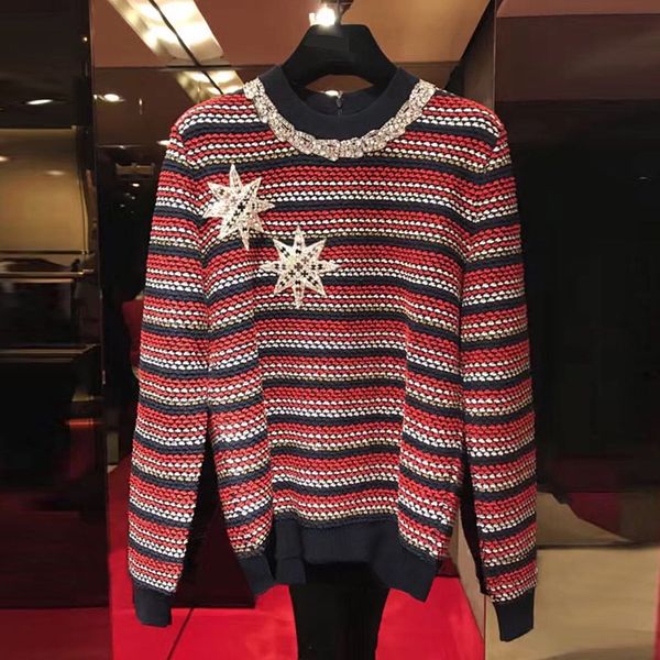 brand designer luxury manual beaded women sweaters 2018 autumn winter fashion round neck rhinestone sequins knitted pullovers jumpers, White;black
brand designer luxury manual beaded women sweaters 2018 autumn winter fashion round neck rhinestone sequins knitted pullovers jumpers, White;black