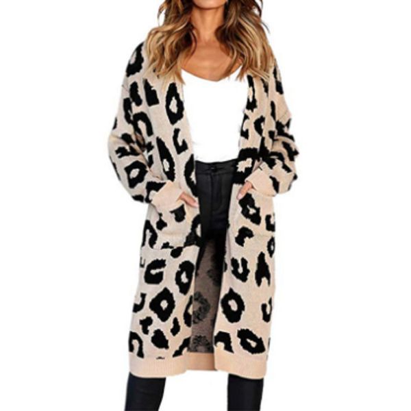 nantersan women autumn winter sweater long sleeve knitwear sweater leopard printed cardigan, White;black
nantersan women autumn winter sweater long sleeve knitwear sweater leopard printed cardigan, White;black