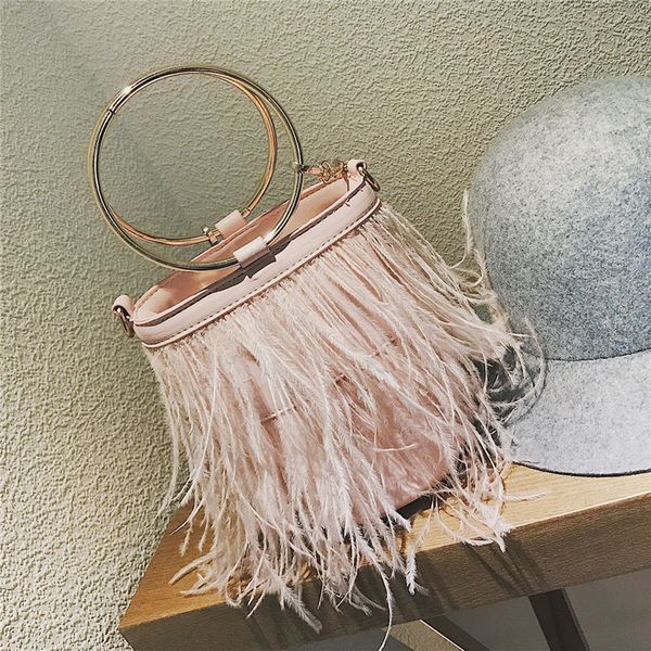 feather women bag 2018 new handbag pu leather tassel bucket bag metal ring portable tote bag chain shoulder bags d18102407
feather women bag 2018 new handbag pu leather tassel bucket bag metal ring portable tote bag chain shoulder bags d18102407