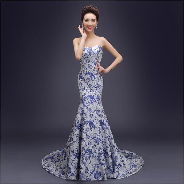 summer long dress for women chinese traditional qipao oriental costume blue and white porcelain trailing cheongsam banquet party dress, White;black
summer long dress for women chinese traditional qipao oriental costume blue and white porcelain trailing cheongsam banquet party dress, White;black