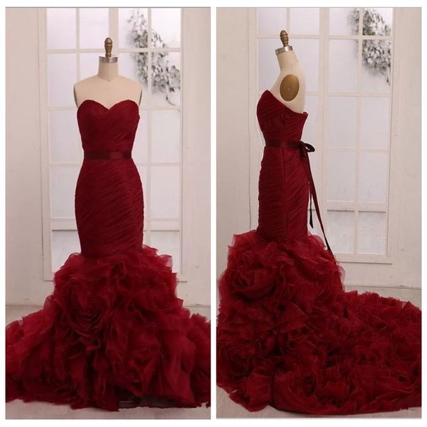 2019 burgundy wine red mermaid wedding dresses surplice bodice slim gothic bridal gowns custom vestidos de mariage ruffles, White
2019 burgundy wine red mermaid wedding dresses surplice bodice slim gothic bridal gowns custom vestidos de mariage ruffles, White