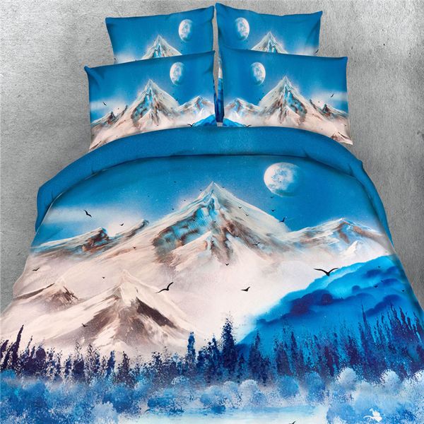 100%cotton 3d snow mountain lake 4pcs bedding set no filler twin/full//king/super king size
100%cotton 3d snow mountain lake 4pcs bedding set no filler twin/full//king/super king size