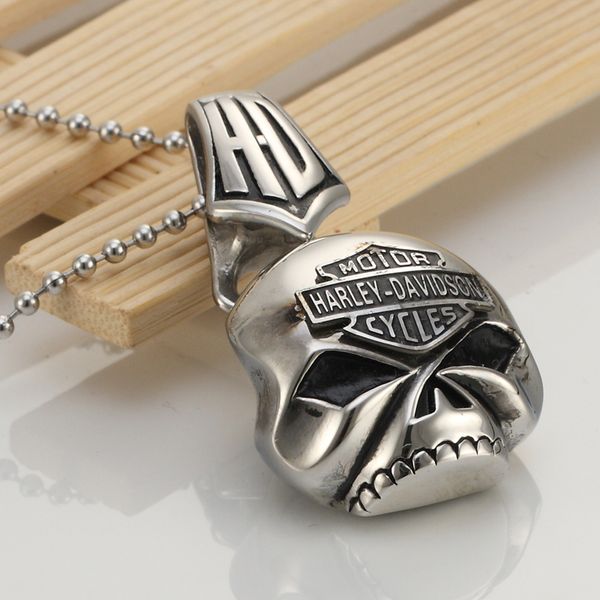 wholesale Stainless steel locomotive skull men titanium steel pendant necklace punk Davidson Jewellery