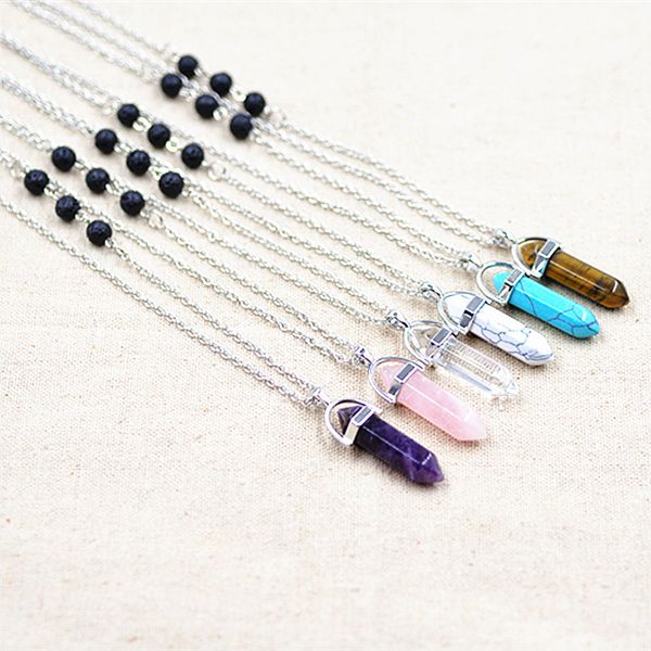 fashion hexagon prism pendant black lava stone charms diy aromatherapy essential oil diffuser necklace women dress jewelry, Silver
fashion hexagon prism pendant black lava stone charms diy aromatherapy essential oil diffuser necklace women dress jewelry, Silver