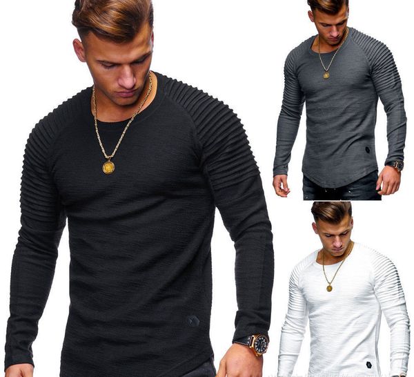 summer spring slim plain round t-shirt neck cotton casual long sleeved pleated solid men's tees clothing pprbb
summer spring slim plain round t-shirt neck cotton casual long sleeved pleated solid men's tees clothing pprbb