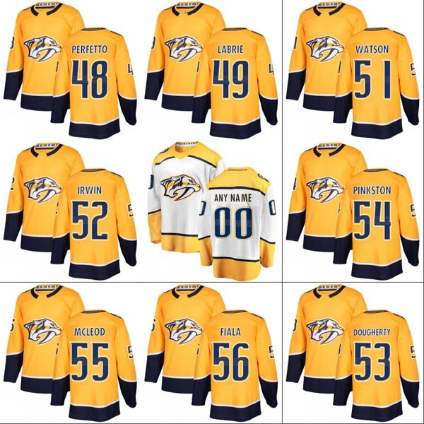 #59 Roman Josi Nashville Predators Jersey 48 Stephen Perfetto 56 Kevin Fiala 62 Trevor Murphy Custom Hockey Jerseys White Yellow
#59 Roman Josi Nashville Predators Jersey 48 Stephen Perfetto 56 Kevin Fiala 62 Trevor Murphy Custom Hockey Jerseys White Yellow