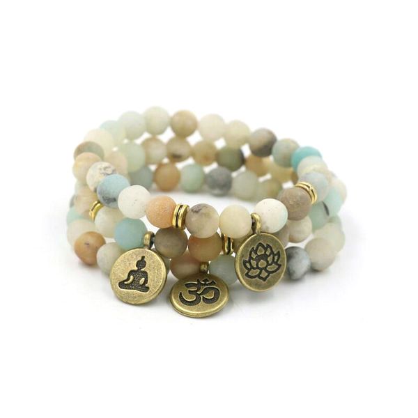 matte amazonite stone strand buddha meditate bracelet om lotus charm yoga chakra bracelets men women masculino pulseras jewelry, Black 
matte amazonite stone strand buddha meditate bracelet om lotus charm yoga chakra bracelets men women masculino pulseras jewelry, Black