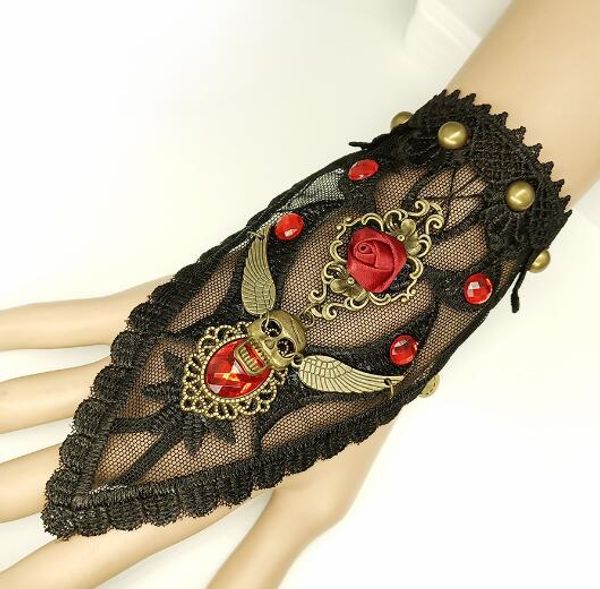 new european and american vintage skull wings black lace female bracelet personality halloween accessories fashion classic exquisite ele, Golden;silver
new european and american vintage skull wings black lace female bracelet personality halloween accessories fashion classic exquisite ele, Golden;silver