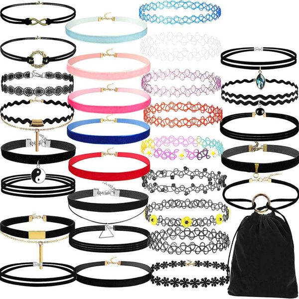 30 pieces choker necklace set stretch velvet jewelry classic gothic ornaments torque tattoo lace ornaments necklaces choker, Silver
30 pieces choker necklace set stretch velvet jewelry classic gothic ornaments torque tattoo lace ornaments necklaces choker, Silver